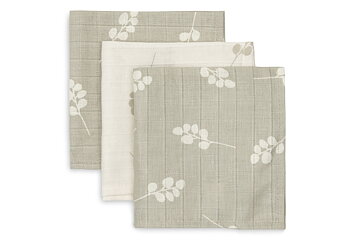 Jollein Muslin tvättlapp 31 x 31 cm Twig Olive Green (3-pack)