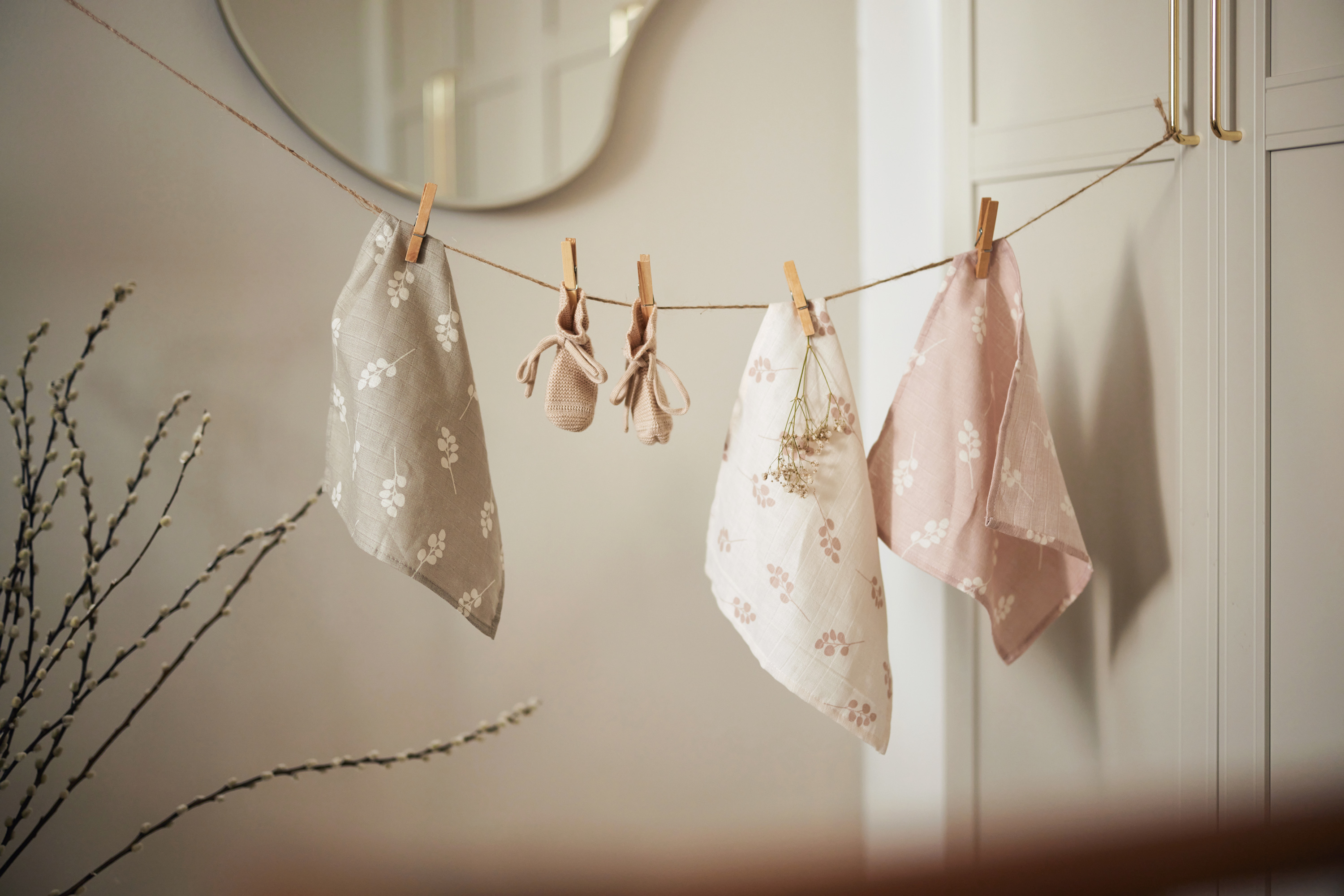Jollein Muslin tvättlapp 31 x 31 cm Twig Wild Rose (3-pack) - 9