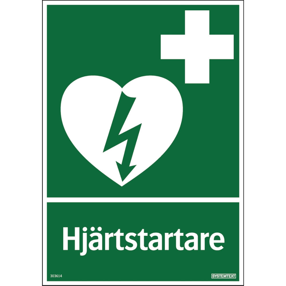 Skylt hjärtstartare 210x297 PL TR