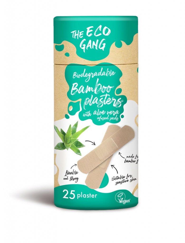 Grøn emballage med plaster og tekst aloe vera