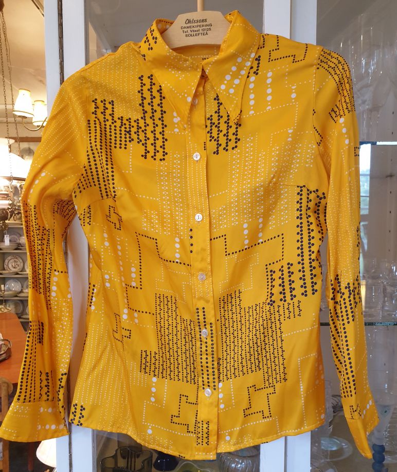 Blouse 1970s yellow patterned size M