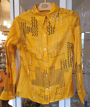 Blouse 1970s yellow patterned size M