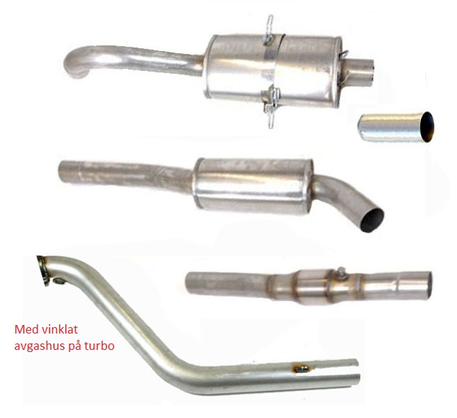 SPORTAVGASSYSTEM 3"  ROSTFRITT  med  3" FRAMRÖR (turbo vinklat avgashus), RACEKAT - 2 dämpare - VOLVO 740-940 ser