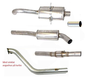 SPORTAVGASSYSTEM 3"  ROSTFRITT  med  3" FRAMRÖR (turbo vinklat avgashus), RACEKAT - 2 dämpare - VOLVO 740-940 ser