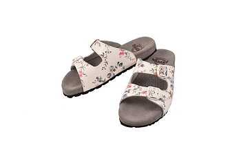 Vit sandal med blomrankor