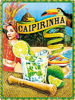 Caipirinha Drink. Metallskylt. (15x20 cm)