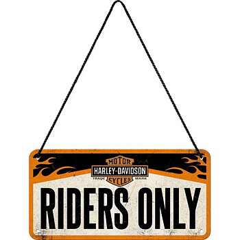 Hängendes Metallschild Harley Davidson Riders Only (10x20cm)