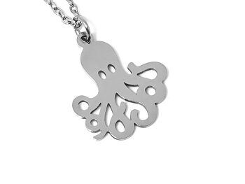 Bläckfisk Halsband i Rostfritt Stål, Cthulhu Hänge, Tentakel Accessoar, Djur Smycke