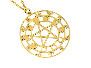 Alla Stjärntecken Halsband i Rostfritt Stål Guld, Horoskop Hänge, Zodiak Smycke