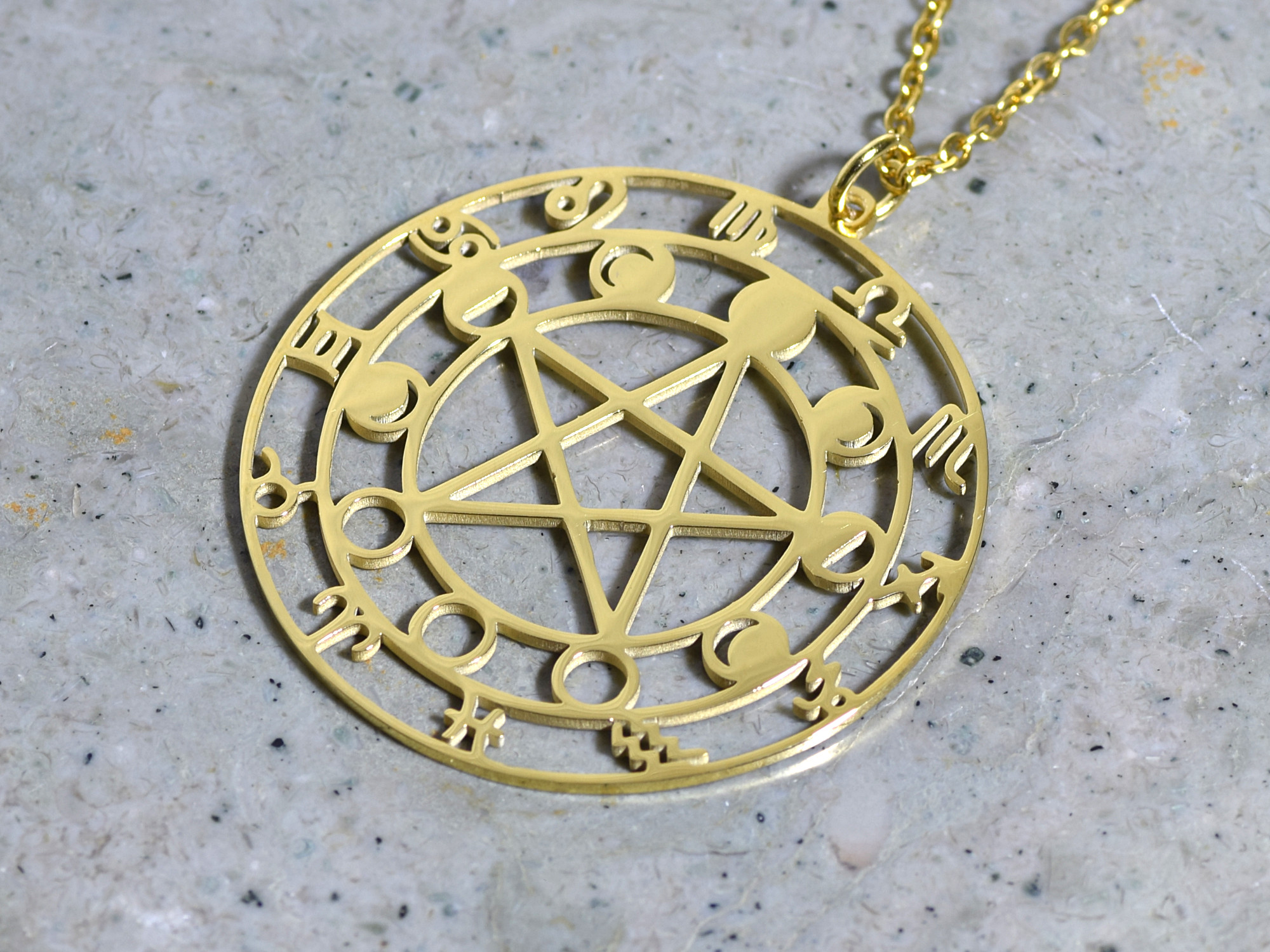 Alla Stjärntecken Halsband i Rostfritt Stål Guld, Horoskop Hänge, Zodiak Smycke - 3