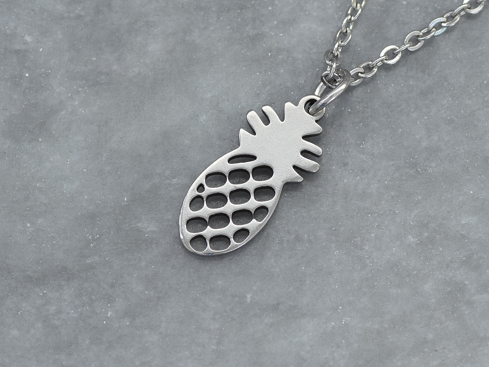 Ananas Halsband i Rostfritt Stål, Fruktälskare Hänge, Natur Accessoar, Exotisk Frukt Smycke - 2
