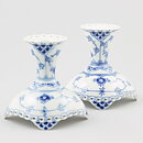 Royal Copenhagen (Blue Fluted 20th Century) Two Full Lace Candleholders 10 cm