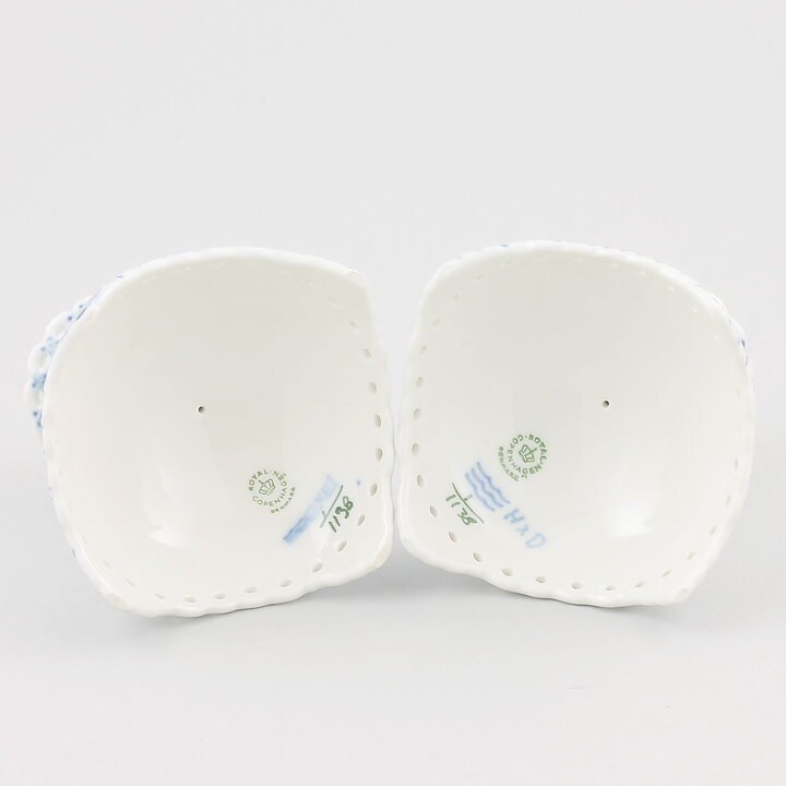 Royal Copenhagen (Blue Fluted 20th Century) Two Full Lace Candleholders 10 cm