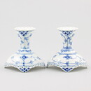 Royal Copenhagen (Blue Fluted 20th Century) Two Full Lace Candleholders 10 cm