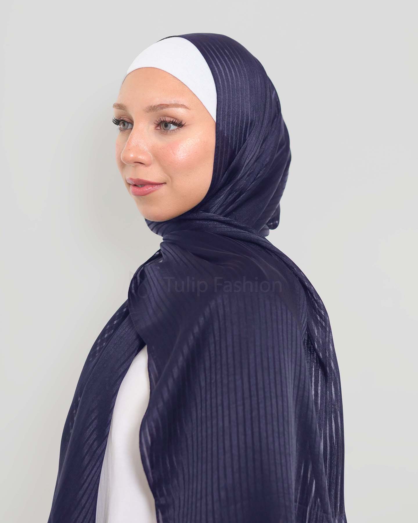 Hijab - Satin striped - Midnight blue - 2