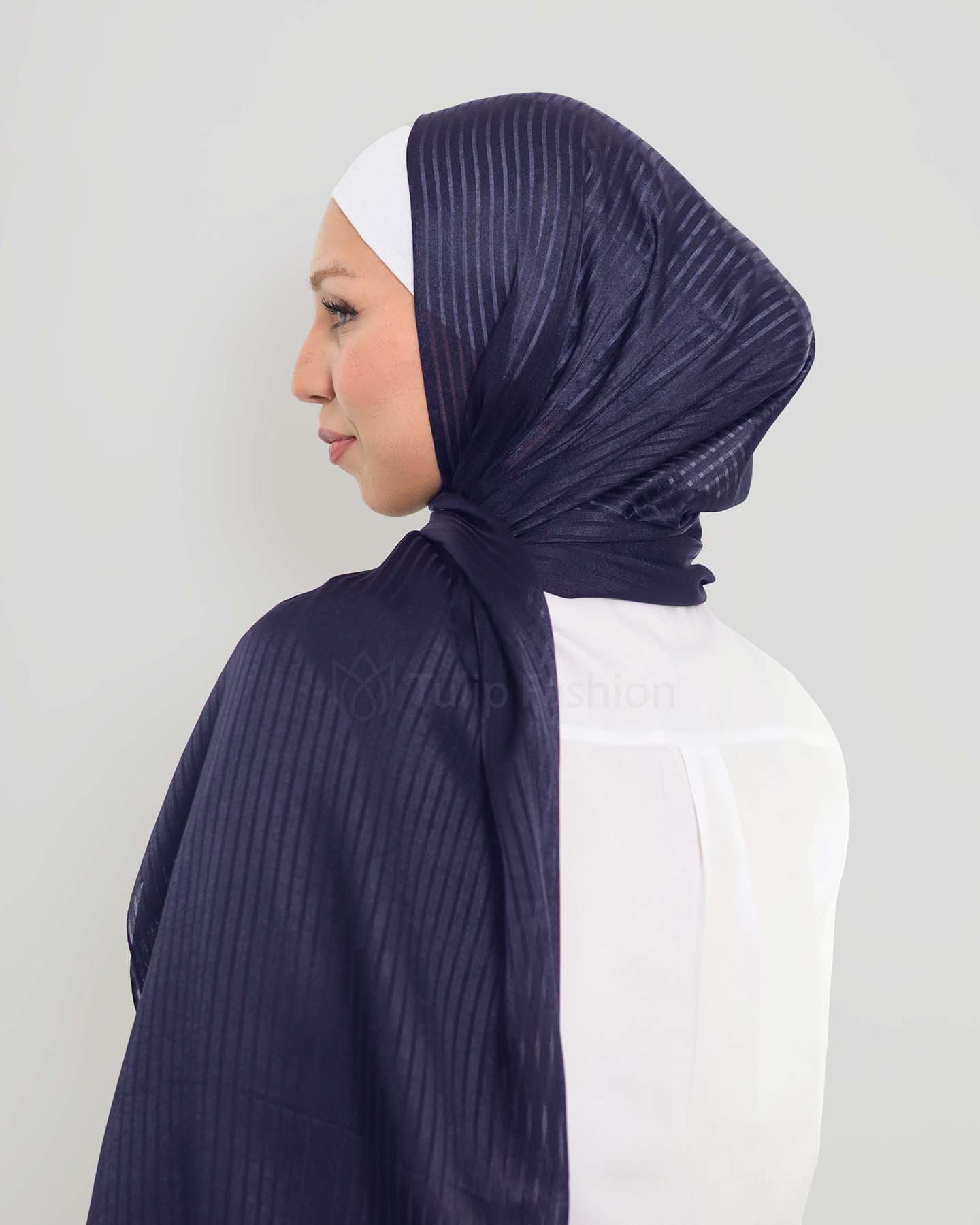 Hijab - Satin striped - Midnight blue - 3