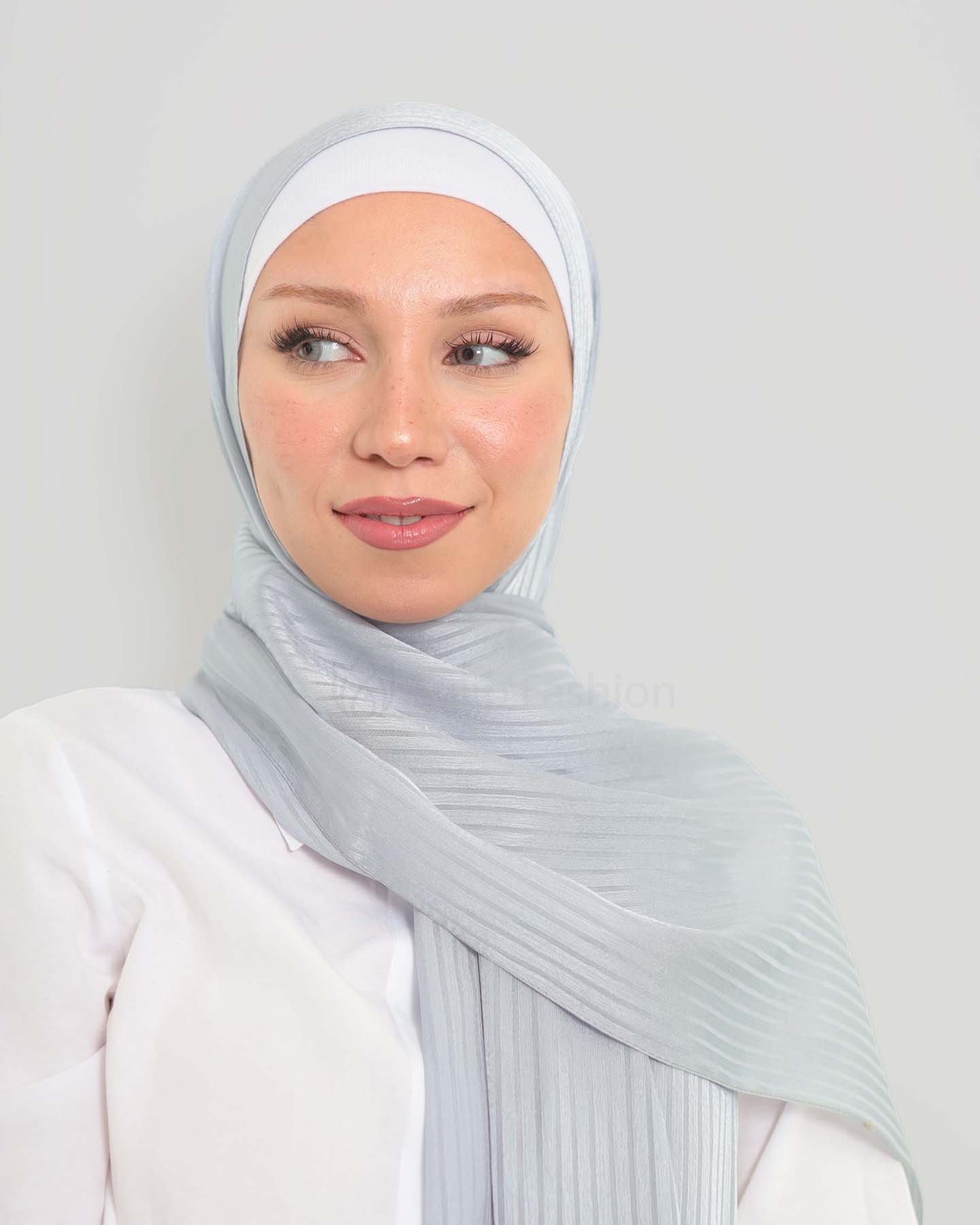 Hijab - Satin striped - Sky blue