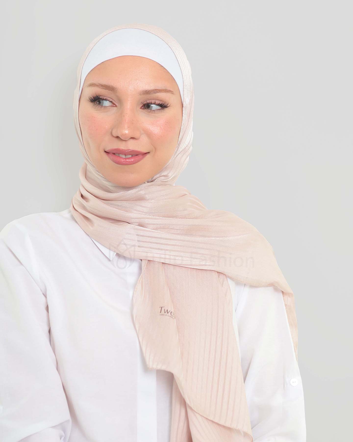 Hijab - Satin striped - Powder pink - 2