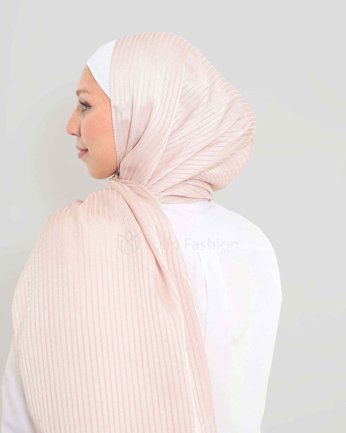 Hijab - Satin striped - Powder pink - 5