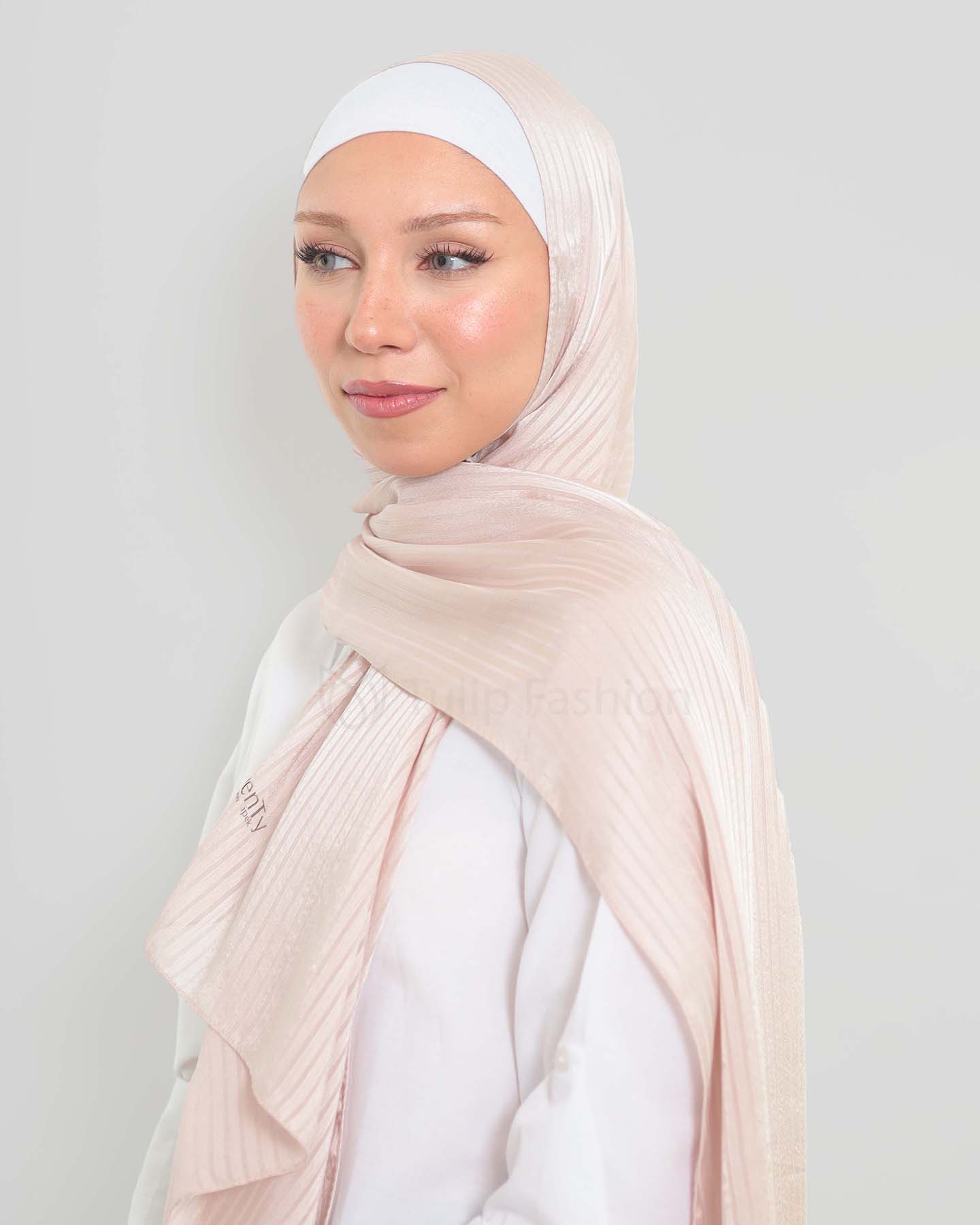 Hijab - Satin striped - Powder pink - 3