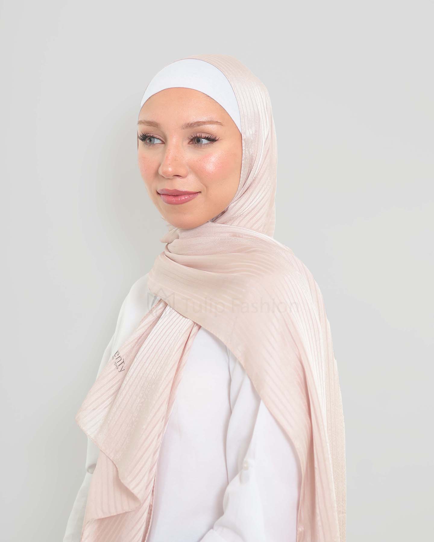 Hijab - Satin striped - Powder pink - 4