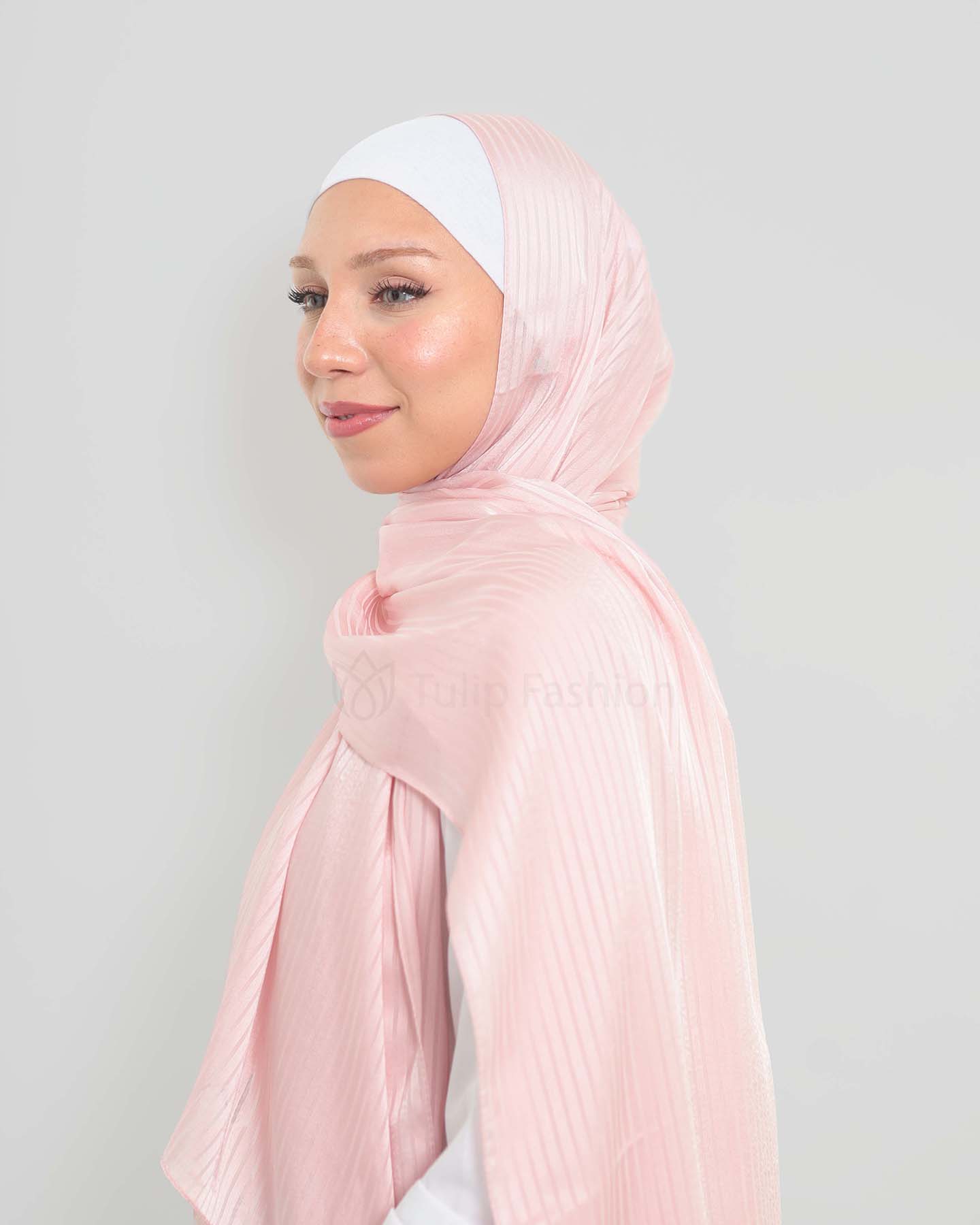 Hijab - Satin striped - Rose - 2