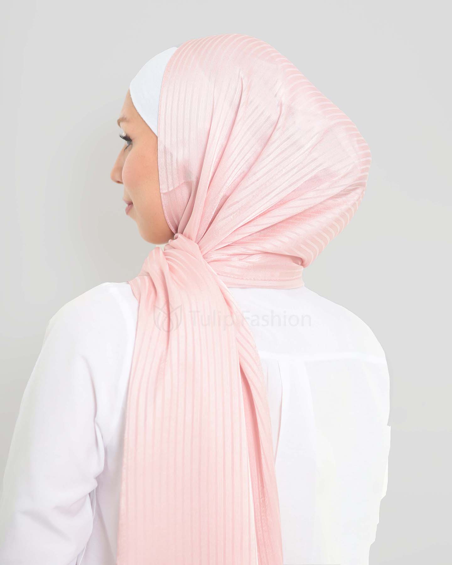 Hijab - Satin striped - Rose - 3