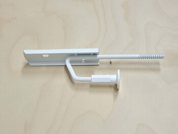 Konsol av metall med med stödskruv för att undvika genomslag i gips. En konsol av metall som kan användas till vägghyllor med passande djup. Konsol med ett 120mm djup.