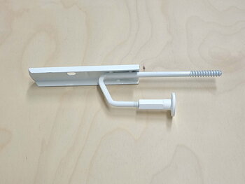 Konsol av metall med med stödskruv för att undvika genomslag i gips. En konsol av metall som kan användas till vägghyllor med passande djup. Konsol med ett 140mm djup.