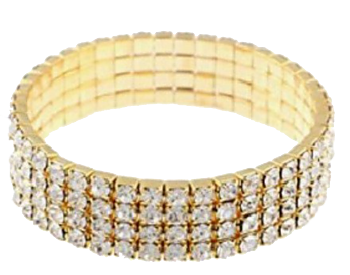 Elastiskt Armband i Rhinestone och med många Cubic Zirconia i Guldplätering