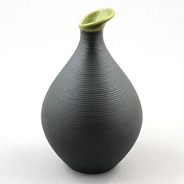 Carl-Harry Stålhane (Bahia 1950s) Black Vase with Green Top 14 cm