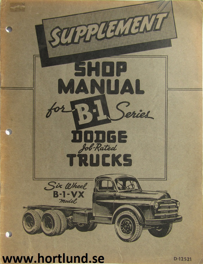 1949-1950 Dodge Truck Six Wheel B-1-VX Shop Manual supplement