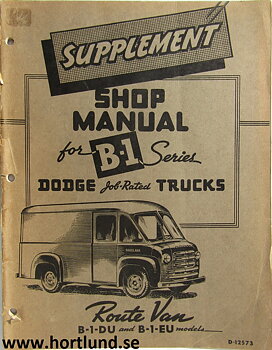 1949-1950 Dodge Truck Route Van B-1-DU and B-1-EU Shop Manual supplement