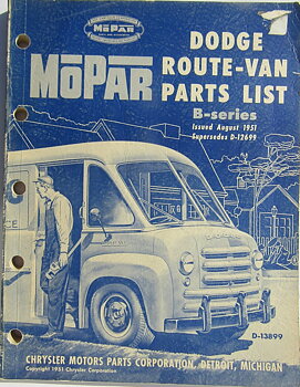 1951  Dodge Truck Route Van B-series Parts List