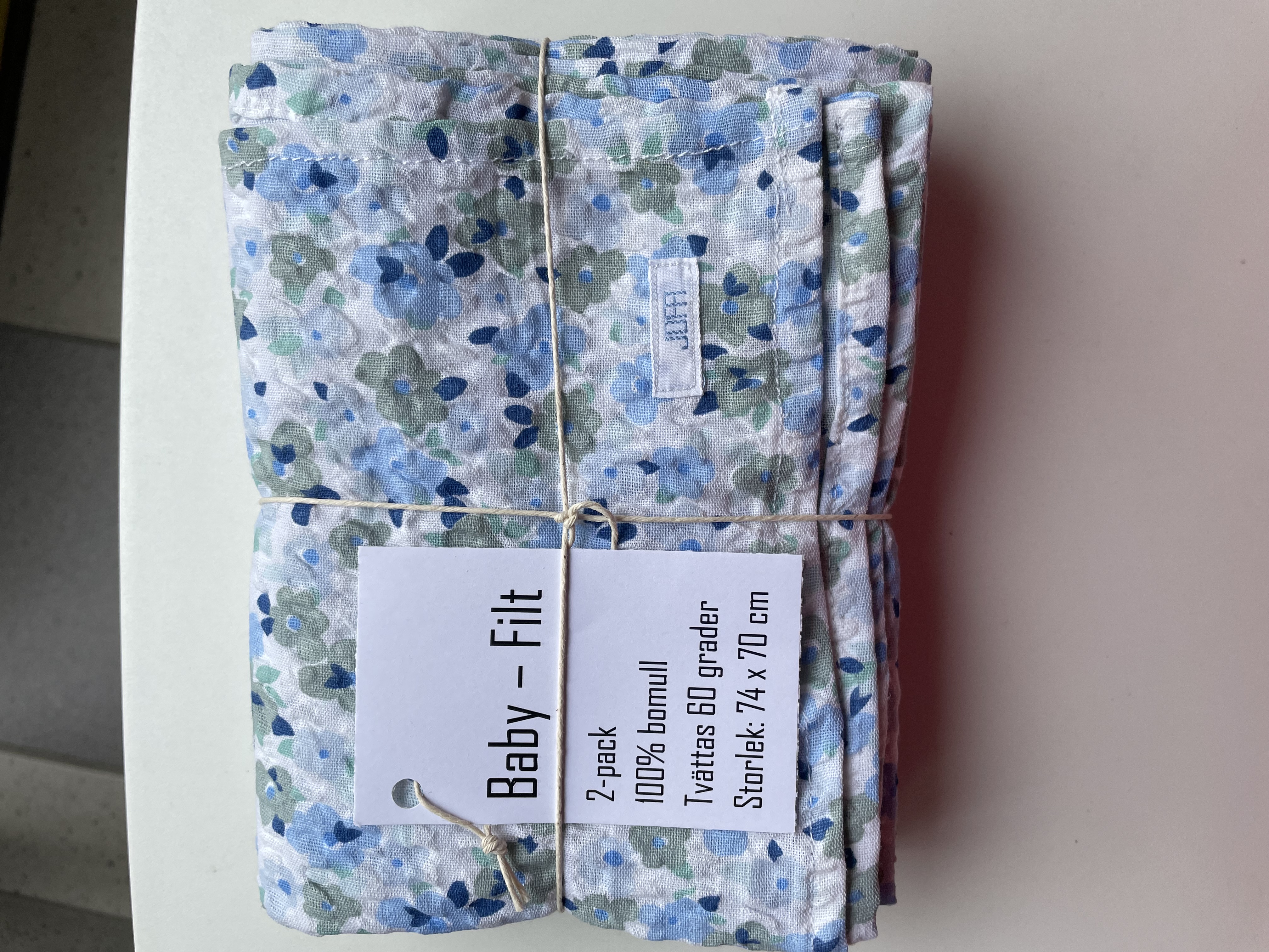 Baby-Filt, 100% bomull - Blå - 2-pack