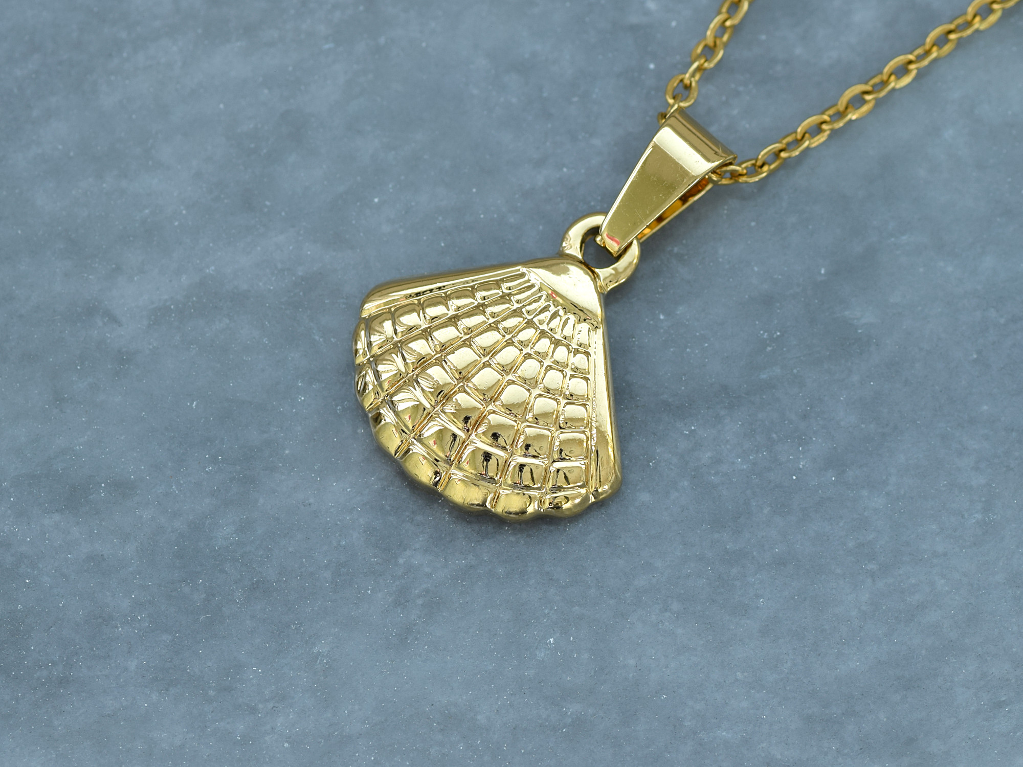 Snäcka Halsband i Rostfritt Stål Guld, Hav Hänge, Natur Smycke - 2