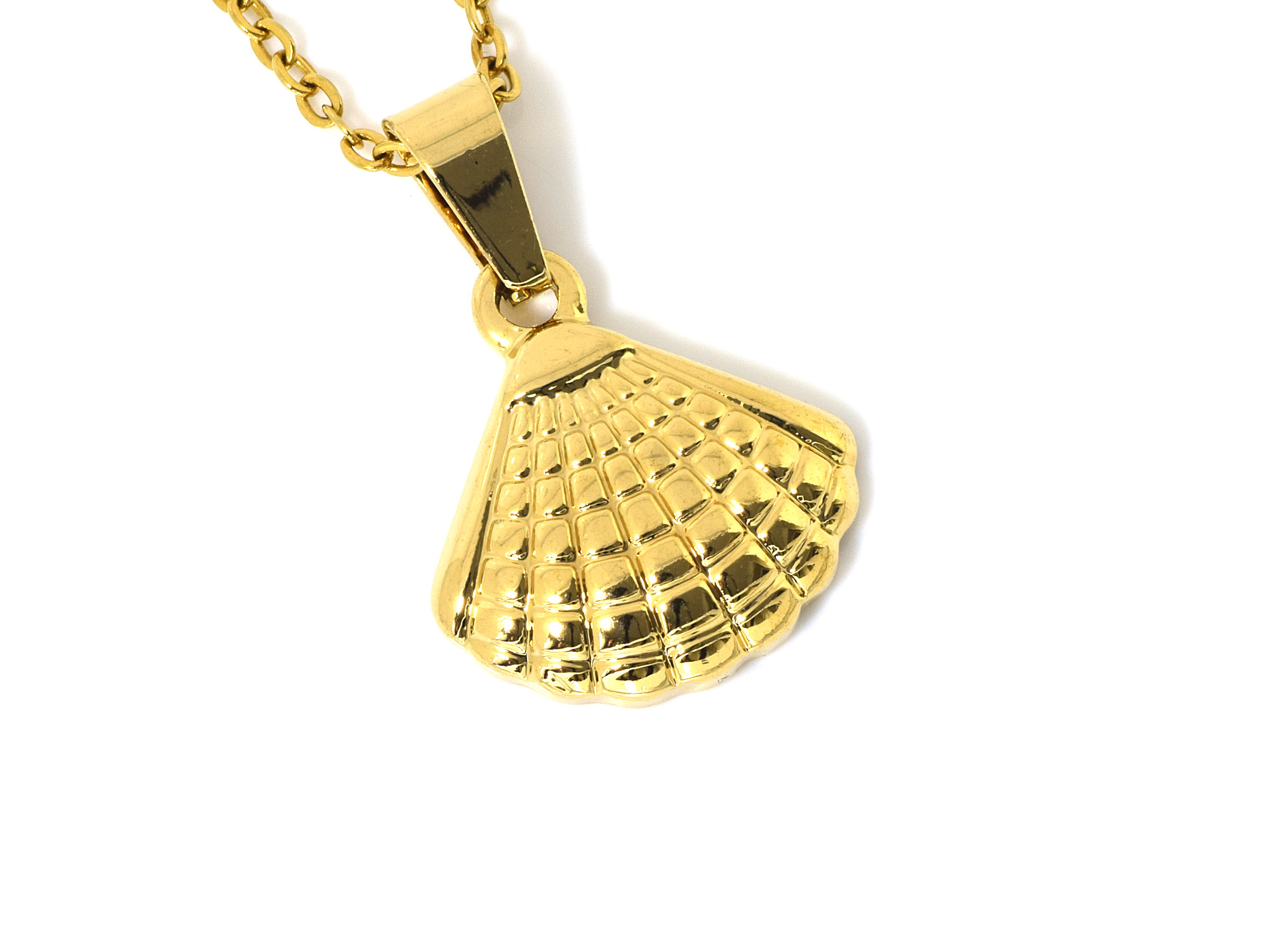 Snäcka Halsband i Rostfritt Stål Guld, Hav Hänge, Natur Smycke