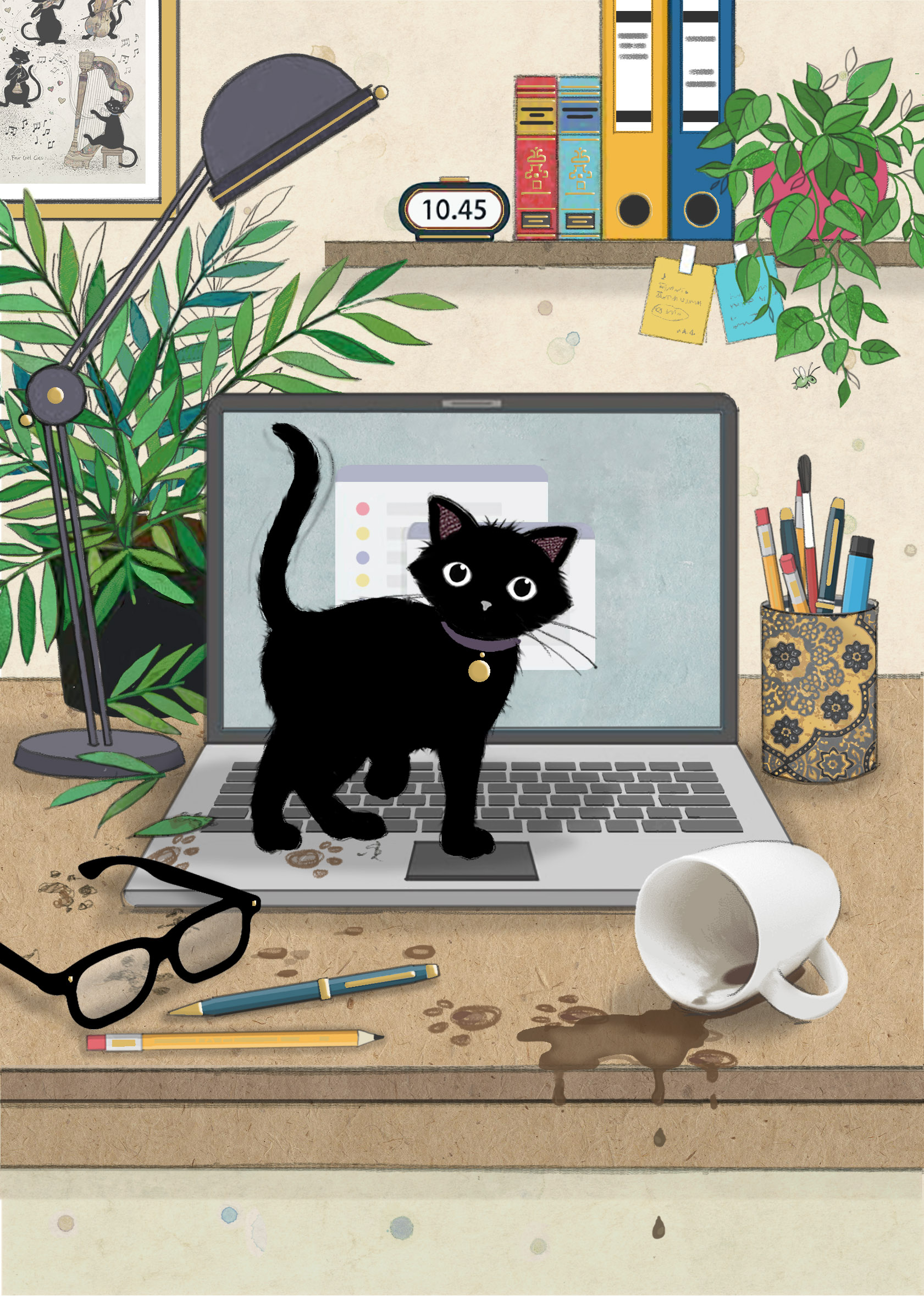Laptop Kitty, Greeting Card