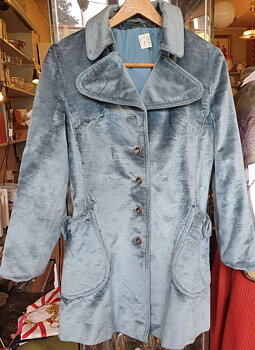 Jacket turquoise blue plush 1970s size S