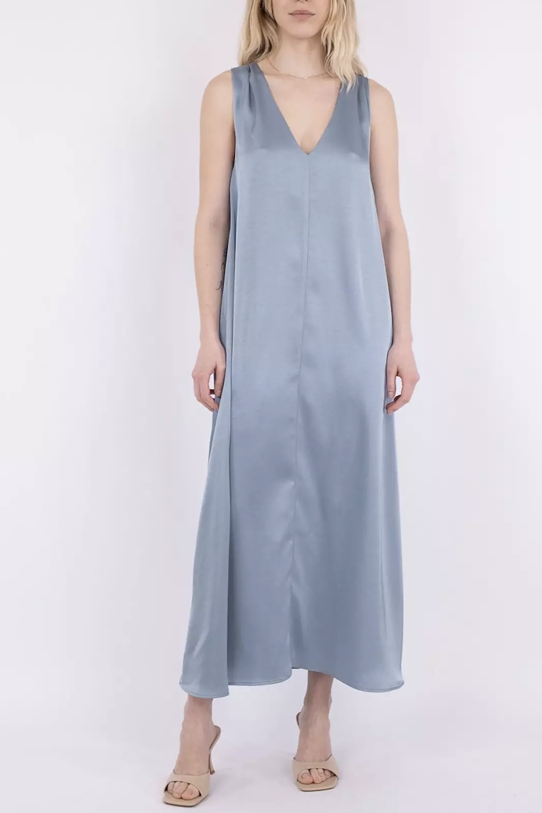 Neo Noir - Elia Heavy Sateen Dress Dove Blue