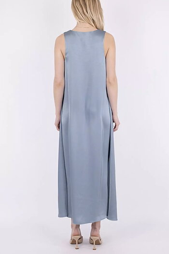 Neo Noir - Elia Heavy Sateen Dress Dove Blue