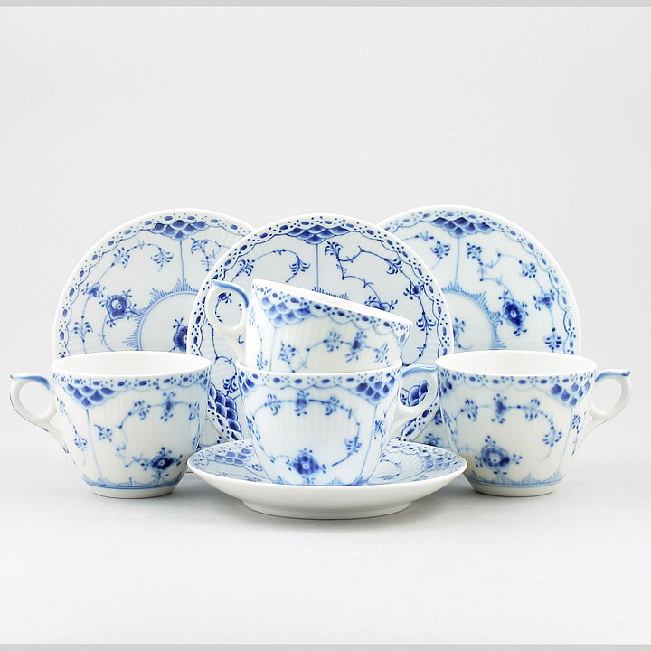 ロイヤルコペンハーゲン   ブルーフルーテッド  Blue Fluted  カップ&ソーサー  20世紀 #756  4枚