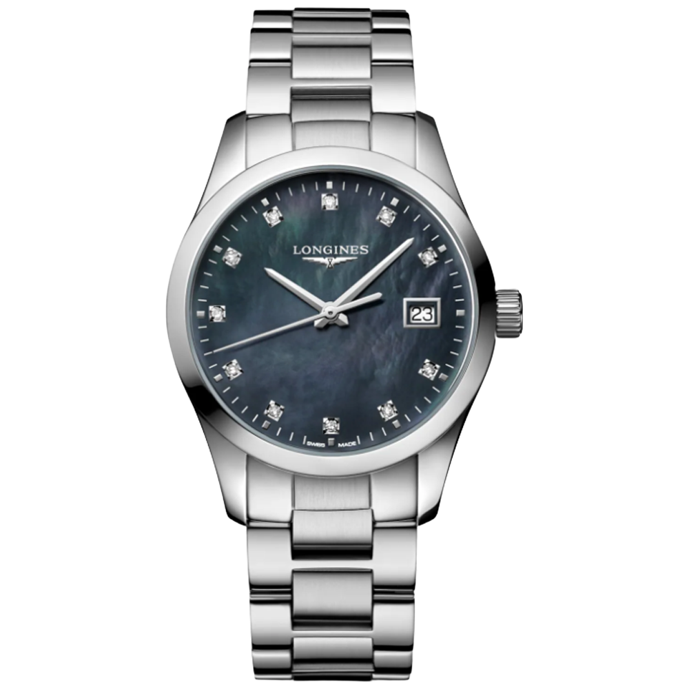 L2.386.4.88.6 Longines Conquest Classic 34 svart pärlemor
