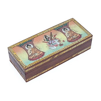 Tarot eller smyckeskrin Buddha och Saraswati