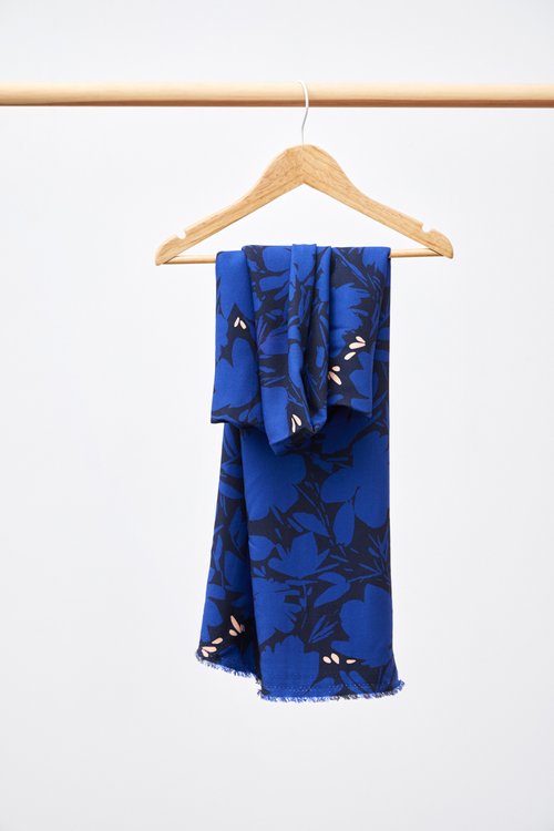 CREPE FLORAL - COBALT