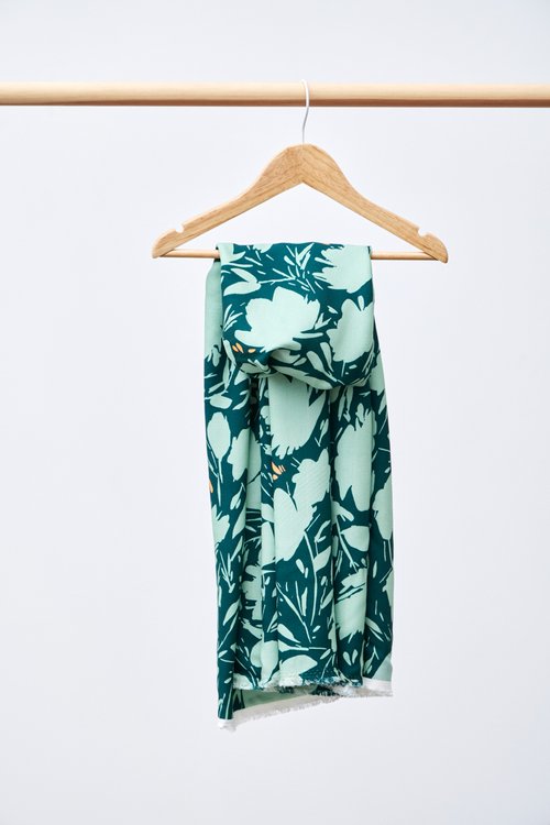 CREPE FLORAL - DARK GREEN