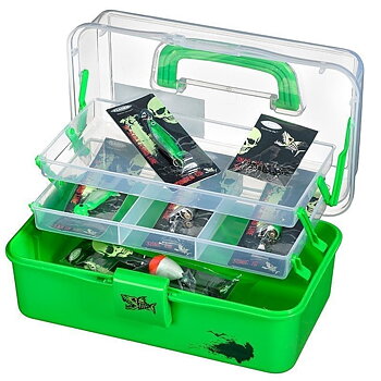 Fiskelåda 2 plan 28x16x13cm för insjöfiske limegreen