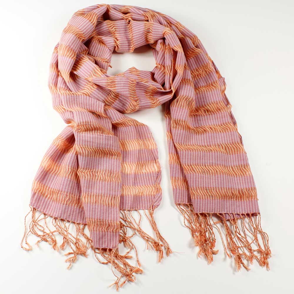 Handvävd Orangerosa Sjal - 3