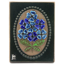 Aimo Nietosvuori (1970s) Rectangular Wall Plaque with Blue Flower Motif 16 cm #844  [Sample Images]