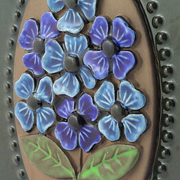 Aimo Nietosvuori (1970s) Rectangular Wall Plaque with Blue Flower Motif 16 cm #844  [Sample Images]